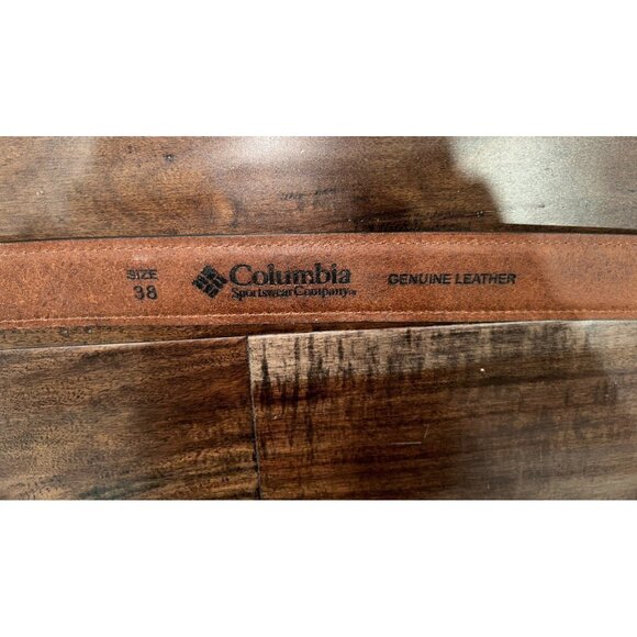 Columbia Mens Genuine Leather Belt Size 38 Brown - Picture 3 of 7